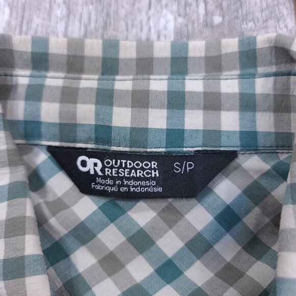Outdoor Research Shirt Mens Small Wanderer Green Check Performance Hiking Top - Picture 5 of 7